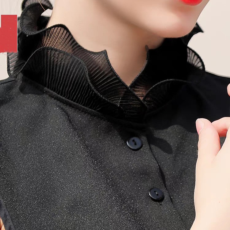 Chal decorativo con volantes 2024 nueva versión coreana de primavera y otoño damas que reducen la edad cuello falso cuello falso encaje cuello falso