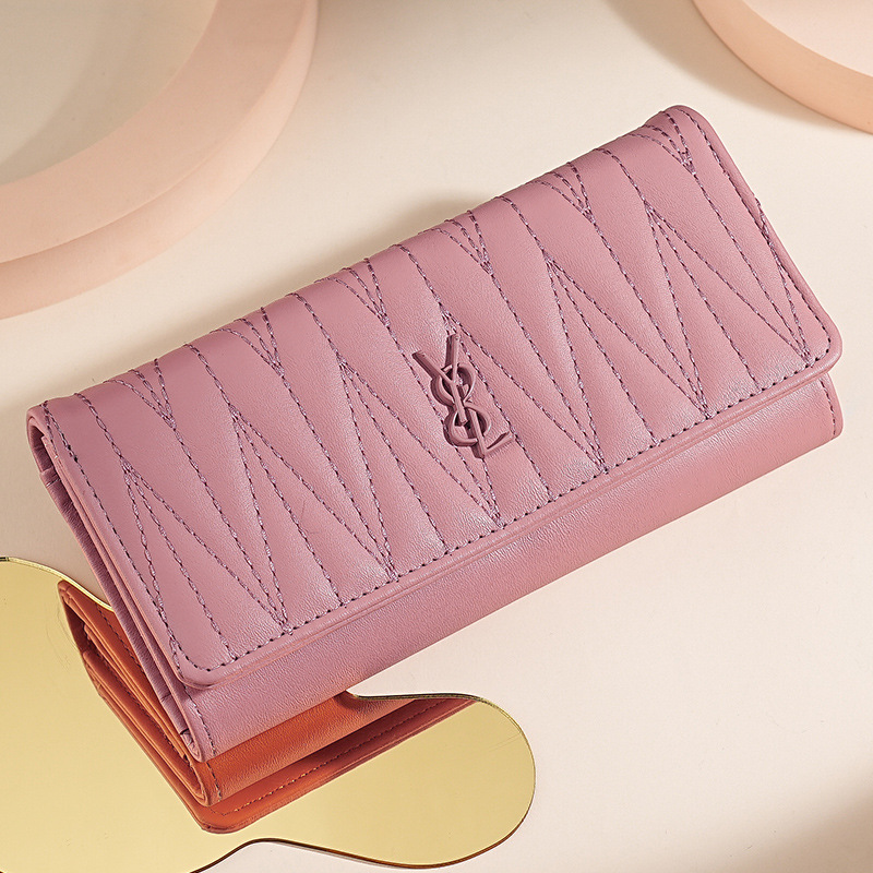 Cartera plegable transfronteriza de tres pliegues clásica europea y americana de alta belleza larga cartera de gran capacidad bolso de teléfono móvil