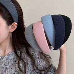 韩系简约奶油色针织海绵宽边发箍女2025新款饱满高颅顶头箍头饰女