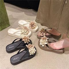 おしゃれな妖精の花柄スリッパ、厚底ソフトソール、夏の新作レディースサンダル、夏の万能ビーチサンダル