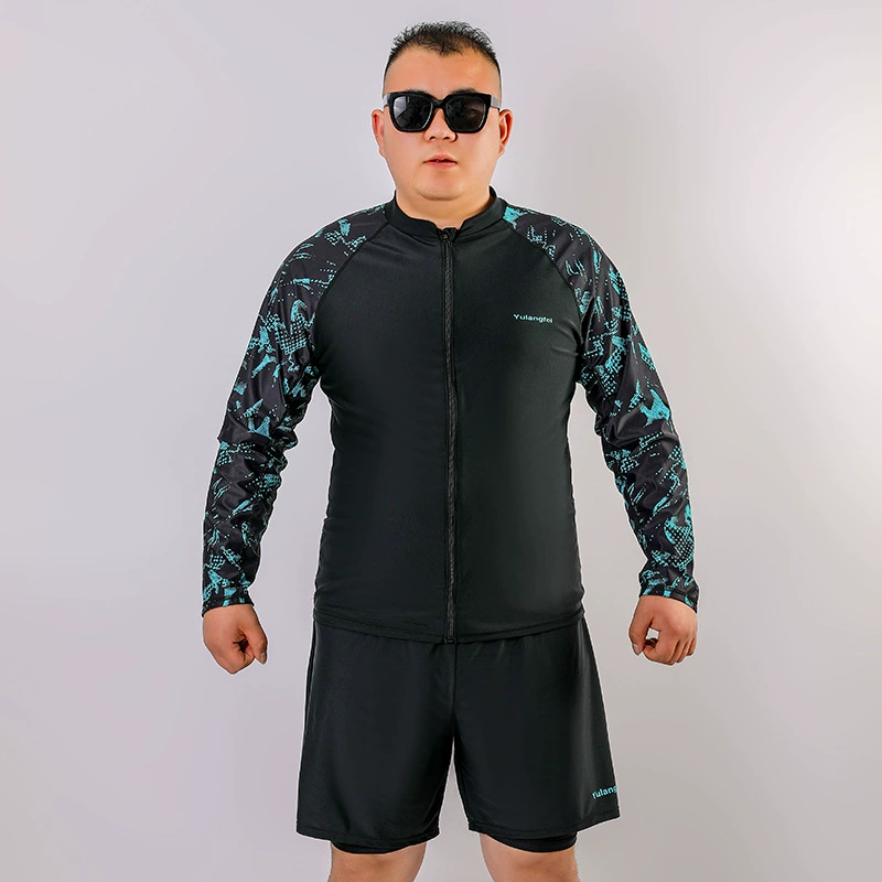 Split long-sleeve, men's big swimwear, sun protection