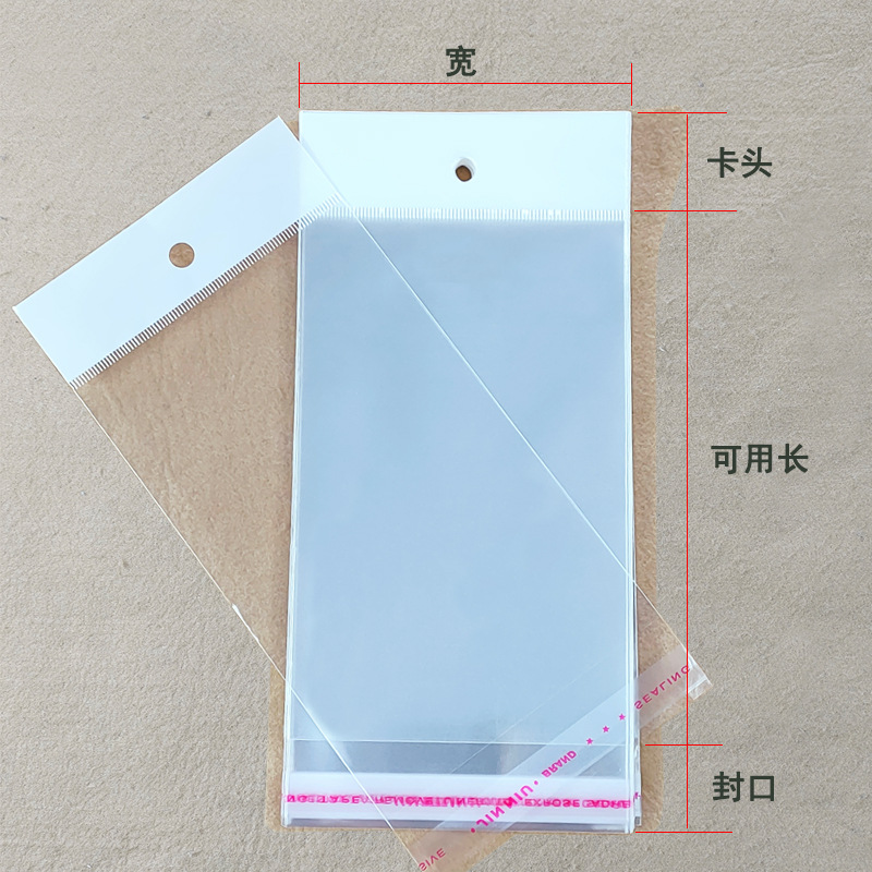 Bolsa de OPP transparente, bolsa de cabeza de tarjeta, joyería, bolsa de embalaje autoadhesiva, bolsa de orificio colgante redonda, bolsa de plástico de película perlada blanca