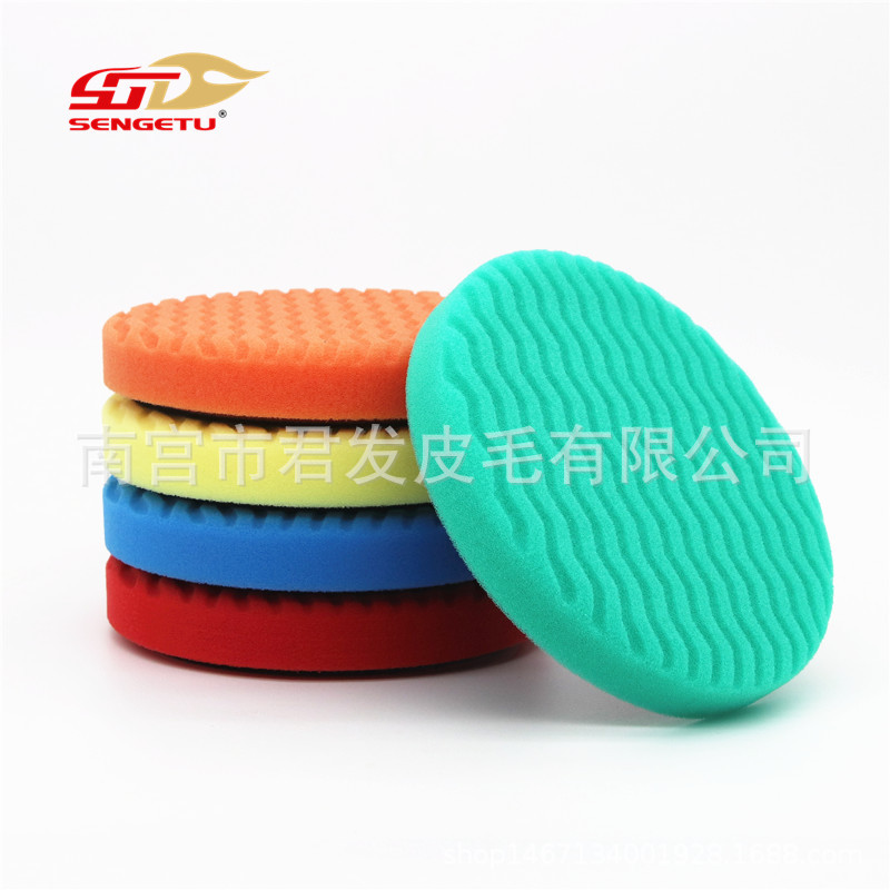 5寸曼泽纳同款波纹海绵抛光盘汽车漆面划痕处理工具DA机海绵轮