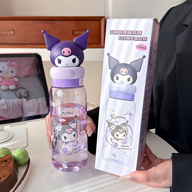 Sanrio Kuromi Big-Eared Dog Straw Cup, High Temperature Resistant Plastic Water Cup for Students and Kidsren, Summer Cartoon