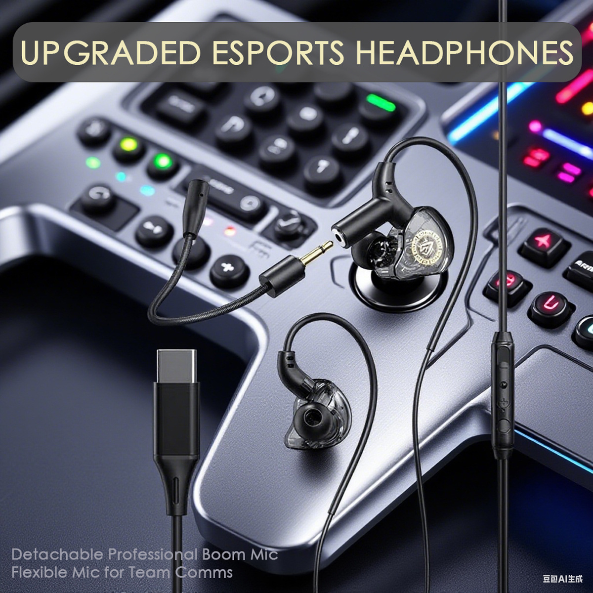 Nuevo modelo privado para comer pollo juego de deportes electrónicos auriculares cableados en el oído tipo de escucha de voz en la posición de interconexión de la computadora de trigo largo universal