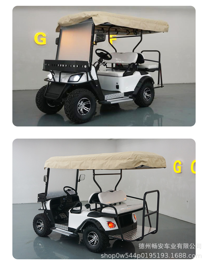 Cross-Border Tourist Shuttle Bus Golf Cart Electric Golf Cart Sightseeing Car 2-4-6 Seater Four-Wheel Sightseeing Car