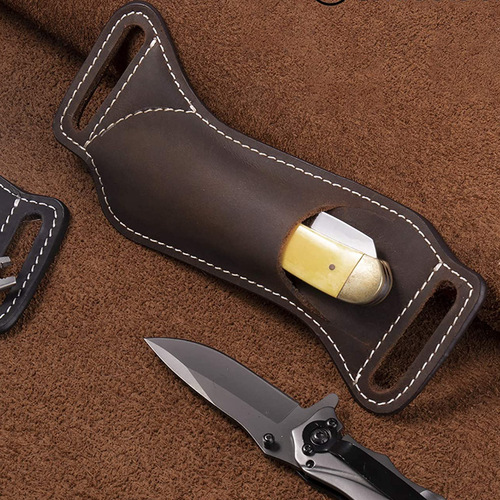 Cross-border folding knife sheath, leather pouch storage, outdoor knife storage sheath, knife case, waist-hanging folding knife sheath