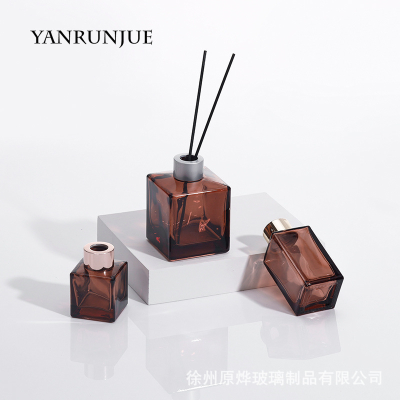 50ml 브라운 + 실버 캡, 플랫 사각형 아로마테라피 빈 병