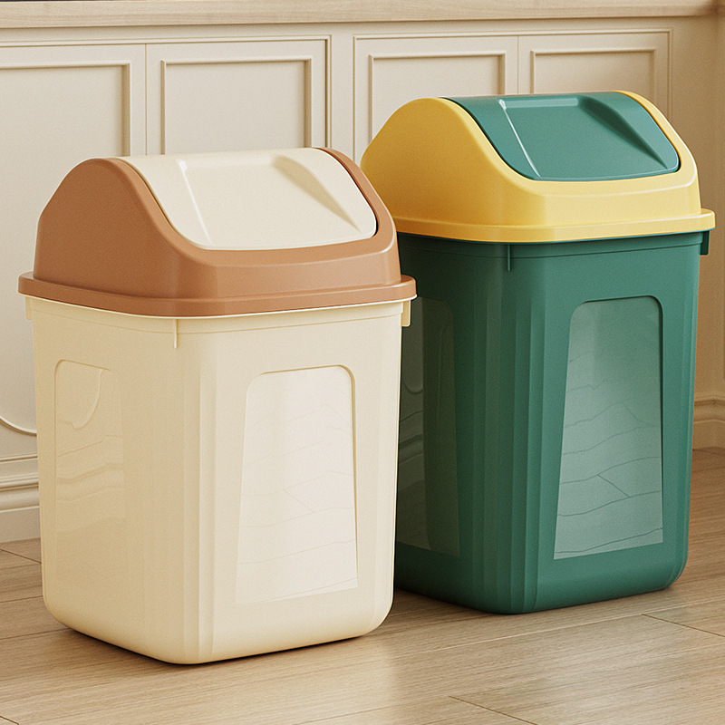 ゴミ箱家庭用リビングルームバスルームトイレットペーパーバスケット蓋付きキッチン寝室大容量プラスチックロッキング蓋収納バケツ|undefined