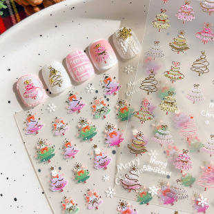 YITU Ant Figure Stamping Christmas Tree Nail Art Sticker Exquisite Line Sweet with Adhesive Nail Decoration Sticker YT4330