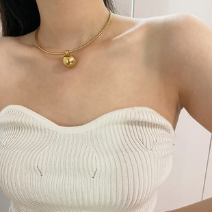Titanium Steel European and American Ball Sweet Cool Necklace Ins Hip-hop All-match Light Luxury Niche Design Sense Clavicle Chain Collar Collar Color Preservation