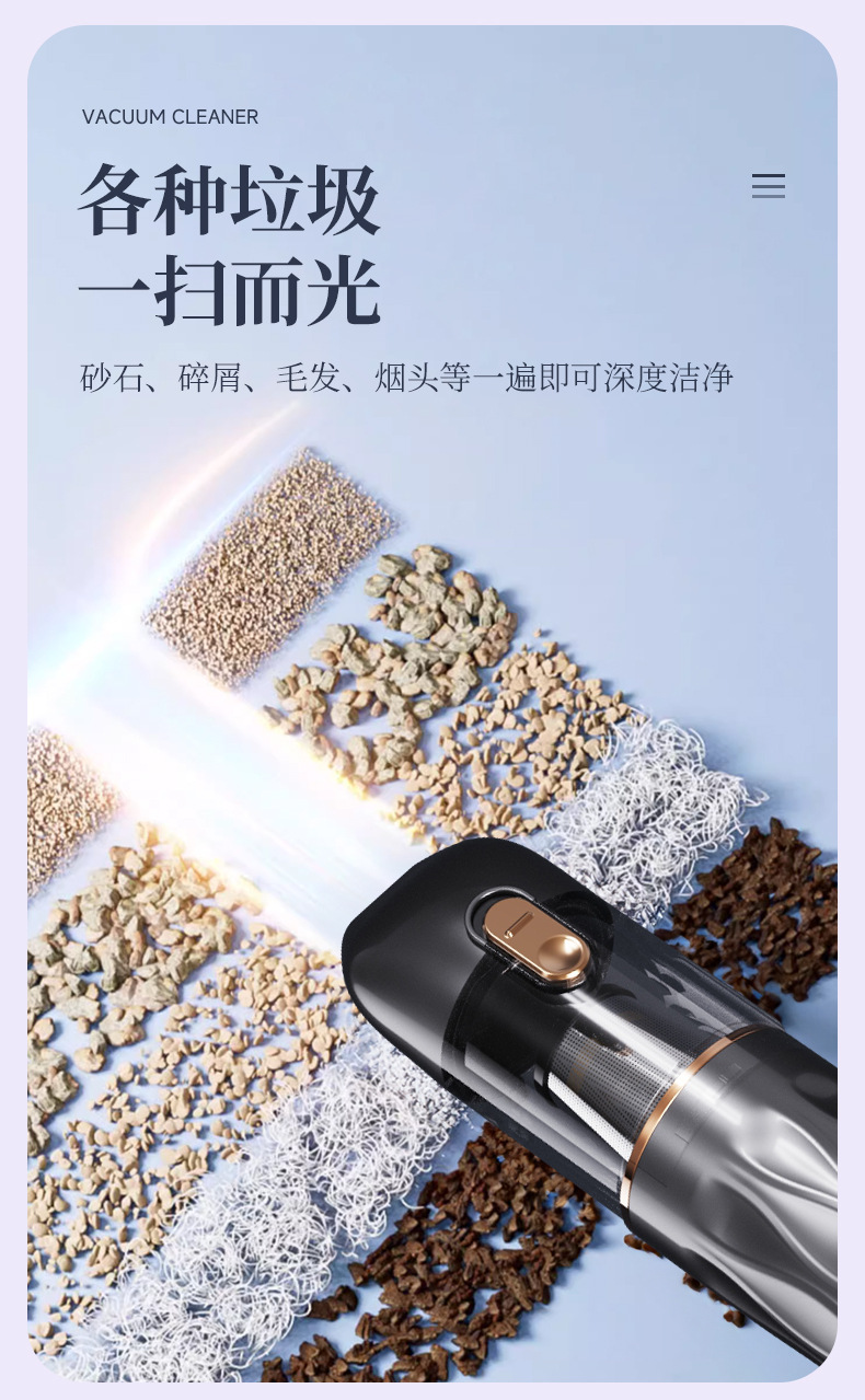 Digital Display Screen Car Vacuum Cleaner, Car and Home Handheld Wireless Multi-Functional Super Powerful Suction Mini Vacuum Cleaner