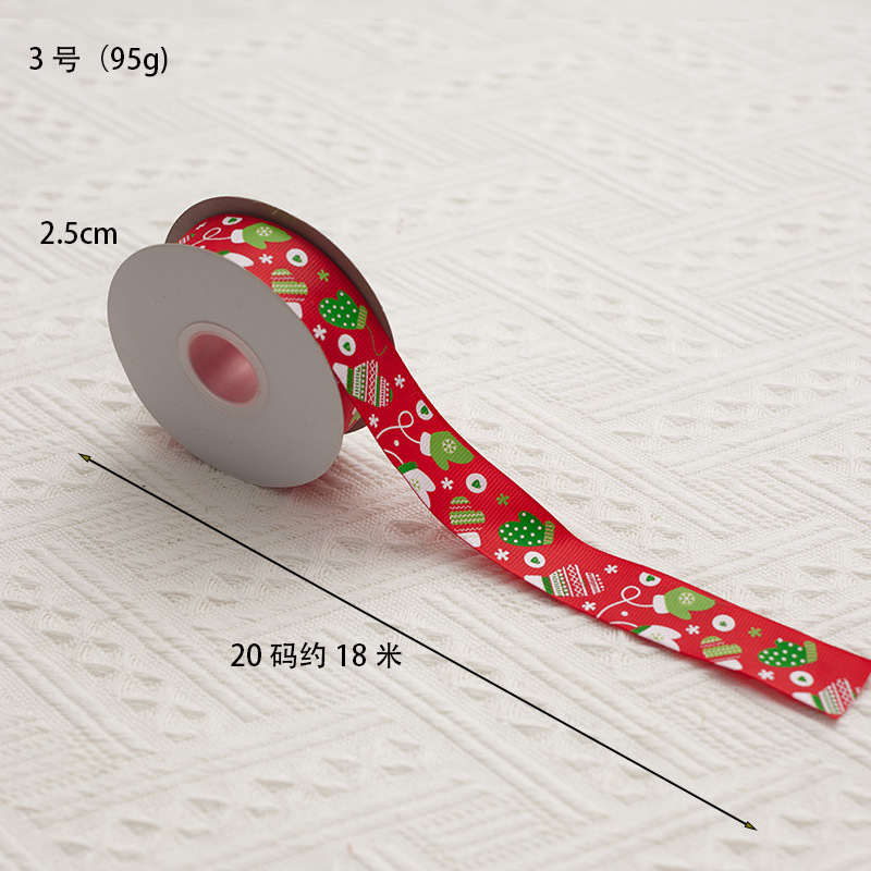 Decoraciones navideñas transfronterizas de madera rojo y verde estampado cinta de tejido de nieve transparente props de diseño de escena DIY arco