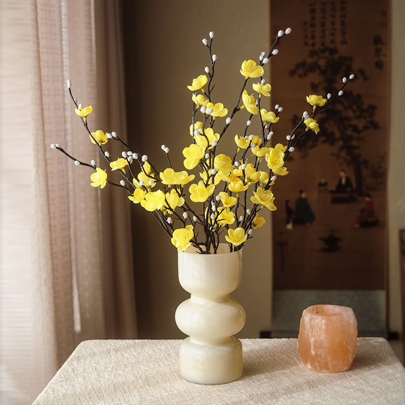 Flor de ciruela de ciruela flor de imitación flor de seda sala de estar gabinete de televisión decoración de mesa de té decoración de estilo chino para el hogar arreglos de flores