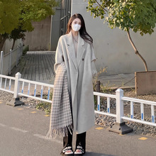 反季燕麦色毛呢大衣女2025秋冬新款韩版宽松中长款过膝毛呢外套