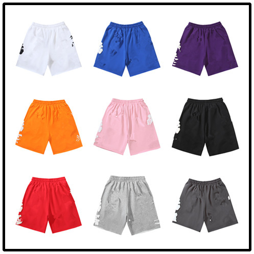 Foam printed shorts 2024 European and American fashion brand men's plus size loose multi-color beach pants wholesale Foam printed shorts 2024 European and American fashion brand men's plus size loose multi-color beach pants wholesale