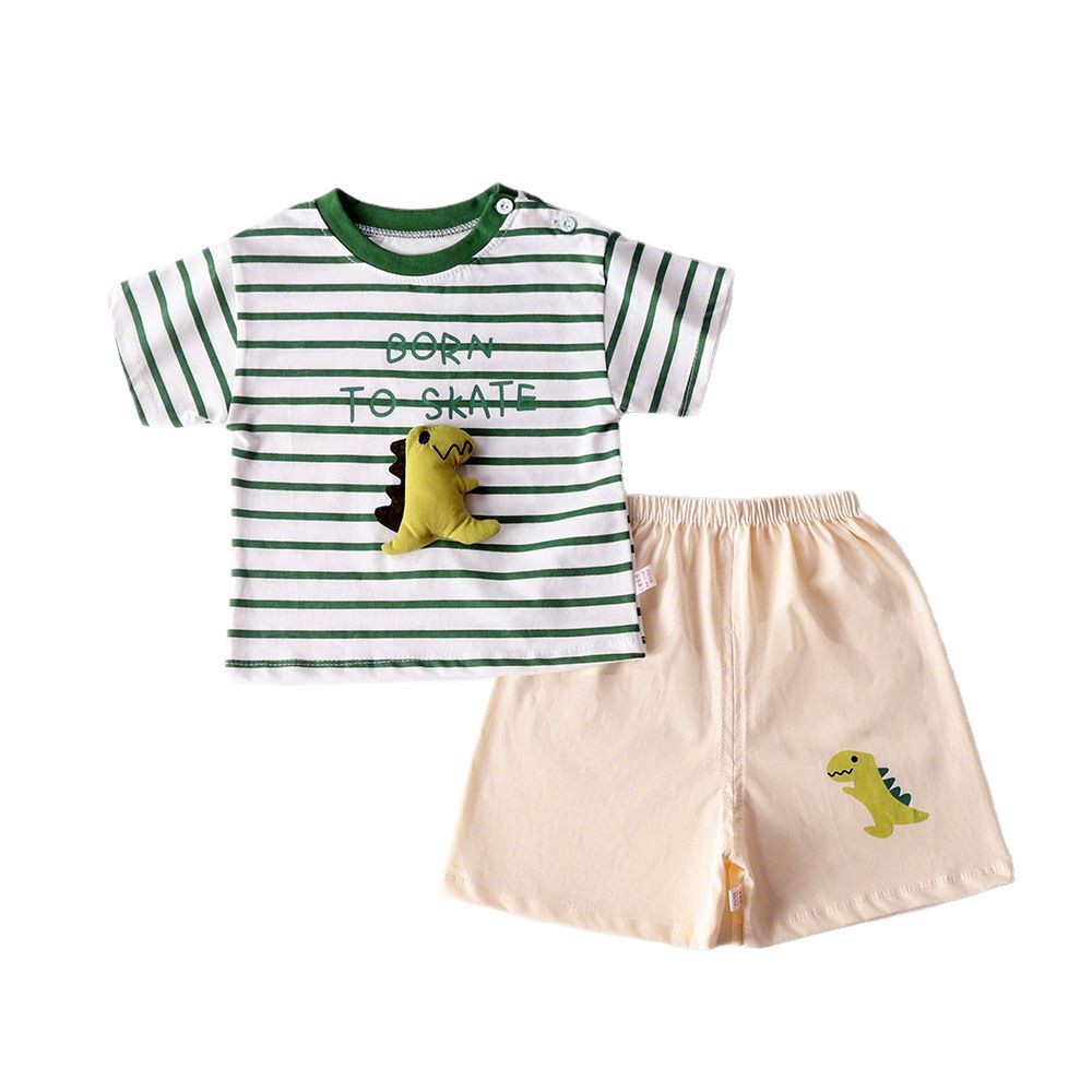 2025 Children's Short-sleeved suit Cotton Boy's Doll Summer Loose Two-piece Baby Shorts Baby Clothes