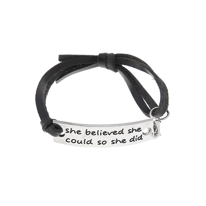 11g Weight Bracelets Classification Pu Leather Chain Material 1 Piece Quantity Daily Occasion Pu Leather, Alloy Material Letter Pattern All Seasons Season Men's Gender Plating Design Simple Style Style Simple Style Letter Pu Leather Alloy Plating Men's Bracelets Men Cord & Leather Bracelets 11