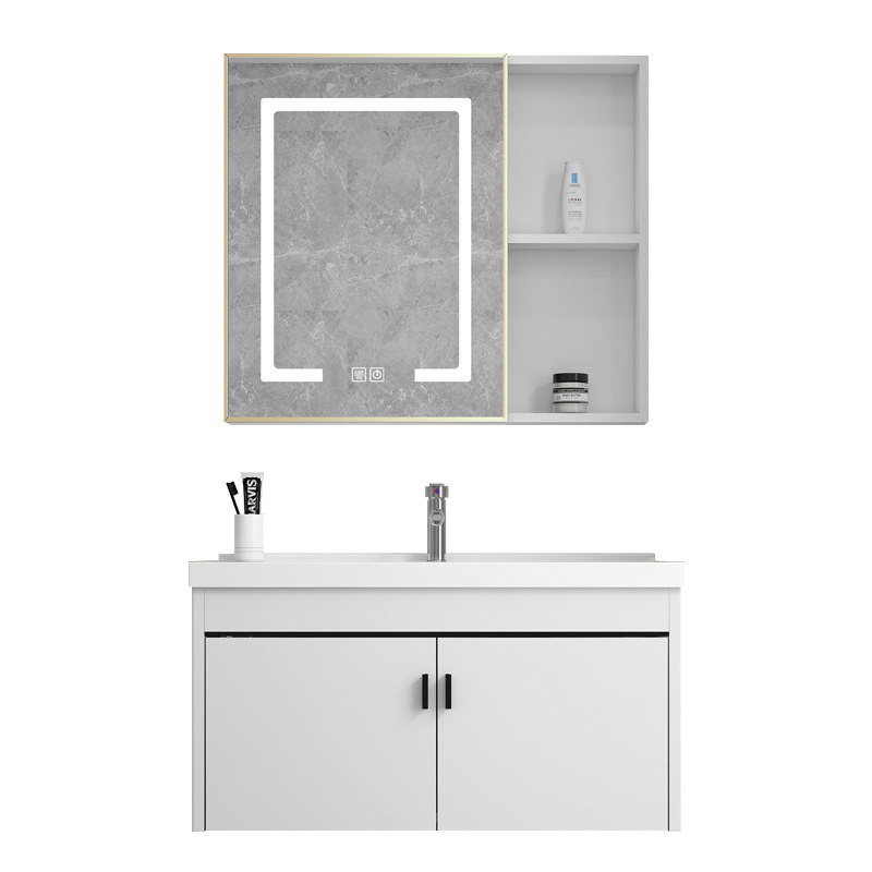 El espacio de baño de aluminio a prueba de humedad tablero de baño gabinete combinación lavabo simple lavabo de cerámica integrado lavabo