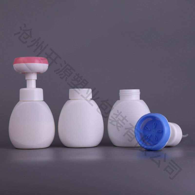 Venta al por mayor 350mlpe botella de plástico flor espuma mousse botella prensa fantasía limpieza niños flor mano desinfectante botella