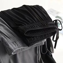 深灰色冰丝阔腿裤女春夏薄款宽松胖mm显瘦高腰垂感休闲防蚊凉凉裤