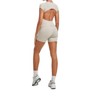 AYM038773 Backless Tight Wrinkle-Effect Yoga Set Fitness 2-Piece Aoyema wholesale