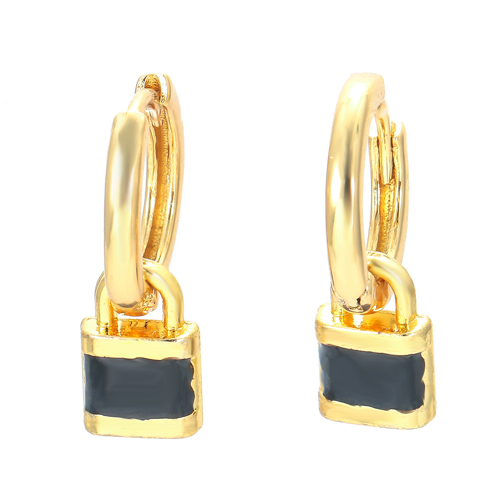Novelty Lock Copper Drop Earrings Enamel Plating Copper Earrings display picture 5