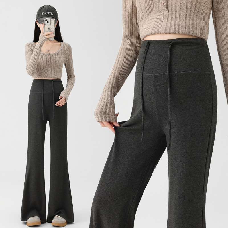 Maternity pants, extended length for tall individuals, slightly flared pants, fashionable for spring and autumn, wide-leg soft pants for outdoor wear, autumn and winter fleece-lined version