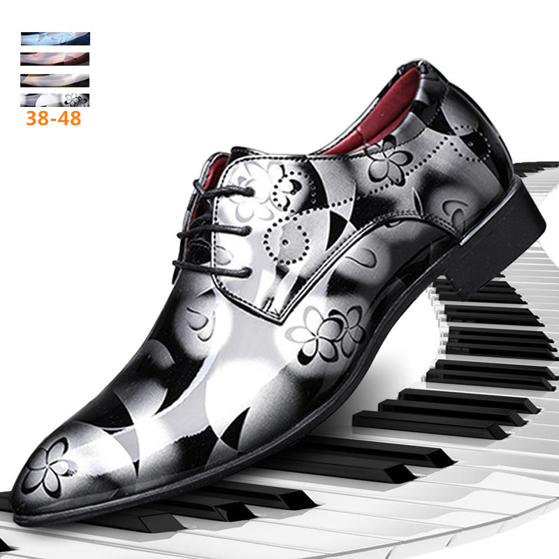 Merden 2283 pointed leather shoes plus size men's shoes party crystal surface leather shoes men 38-48 in stock quick hair