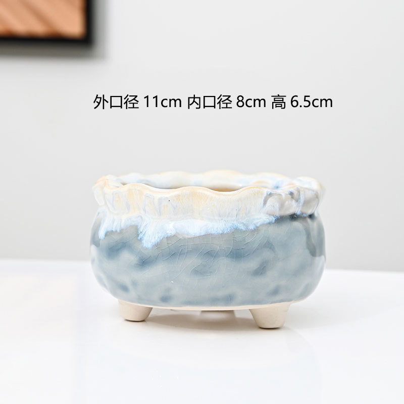 Macetas carnosas agrietadas en hielo, cerámica doméstica, arcilla transpirable, cerámica gruesa, control de raíces, pilas viejas, lavabo especial, liquidación, venta al por mayor