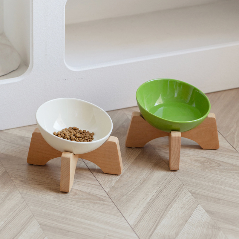 Tazón de gato de alto valor facial, tazón de comida para gatos de cerámica, tazón de comida para gatos, cubiertos, platos, cubetas, cuello, agua potable, tazón de boca inclinada