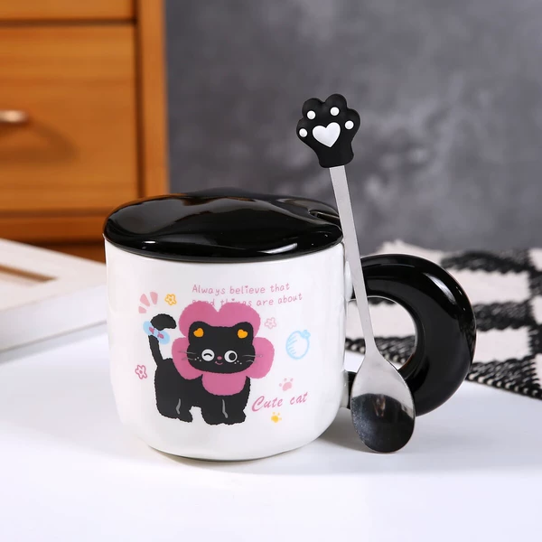Cone Cat Cup with Lid Spoon