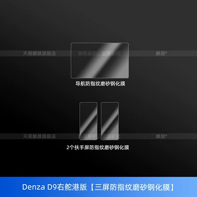 Car interior film, Right-Hand Drive Interior Center Console - denza-d9-right-hand-drive-hong-kong-version-three-screen-anti-fingerprint-frosted-tempered-film