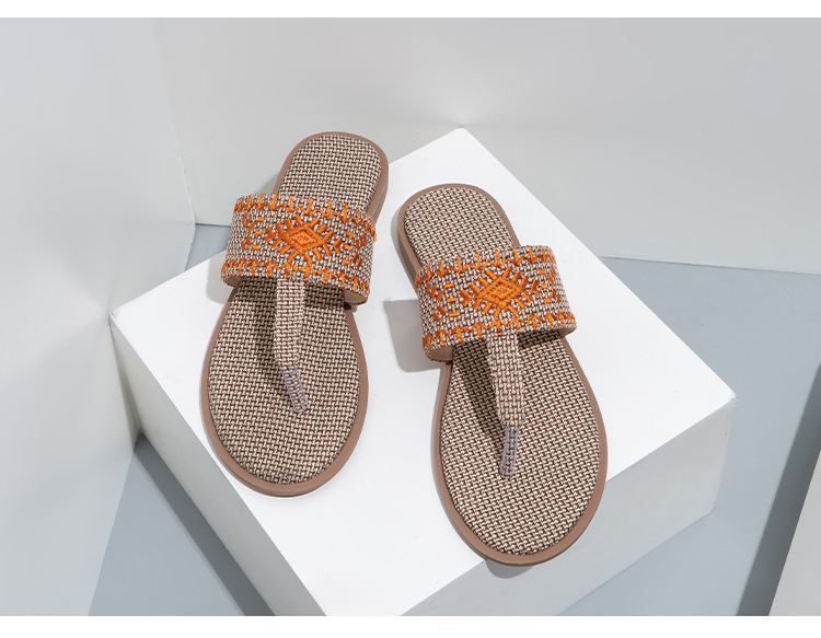 Cfxxy-149 žabky zahraničního obchodu, módní výšivky, pantofle, dámské pantofle, plážové lněné sandály, dámské boty_voghion.com