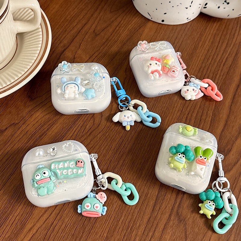 Suitable for Airpods4 Cartoon Kt Cat Ugly Fish Apple Airpodspro2 Bluetooth Headphone Case Protective Shell with Hook