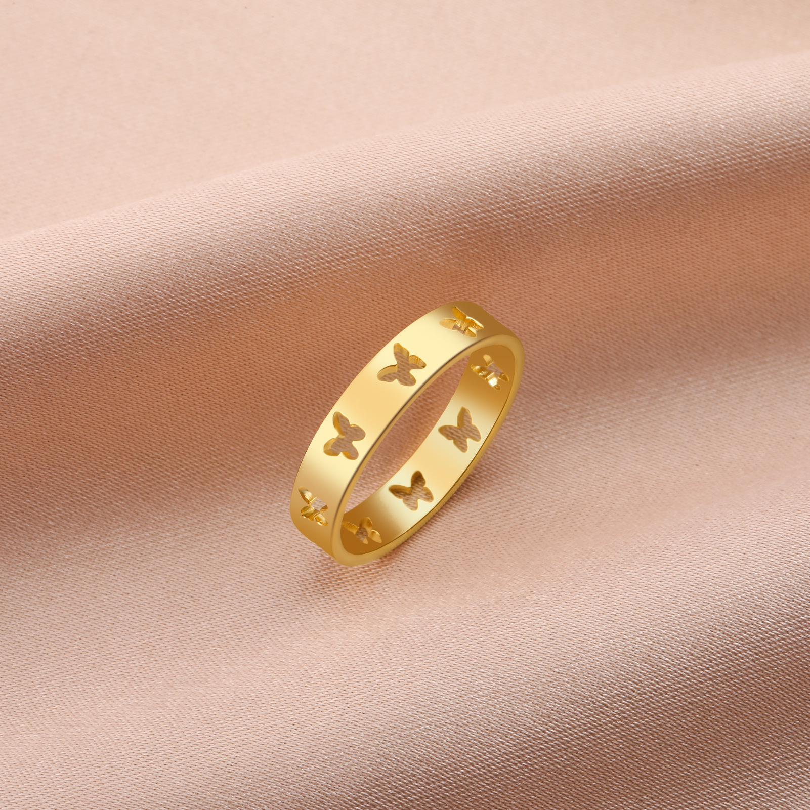 Stainless Steel Gold Plated Simple Style Solid Color Plating Rings display picture 2