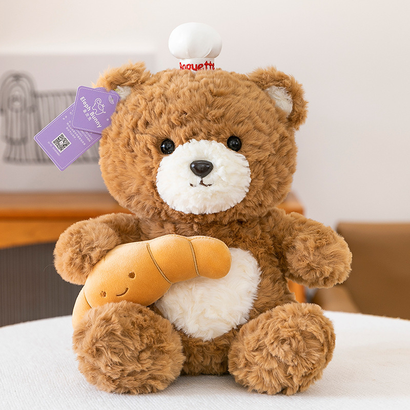 新しいラブベアぬいぐるみかわいいなだめるクロワッサンベア枕睡眠おもちゃ女性ギフトクロスボーダー卸売|undefined