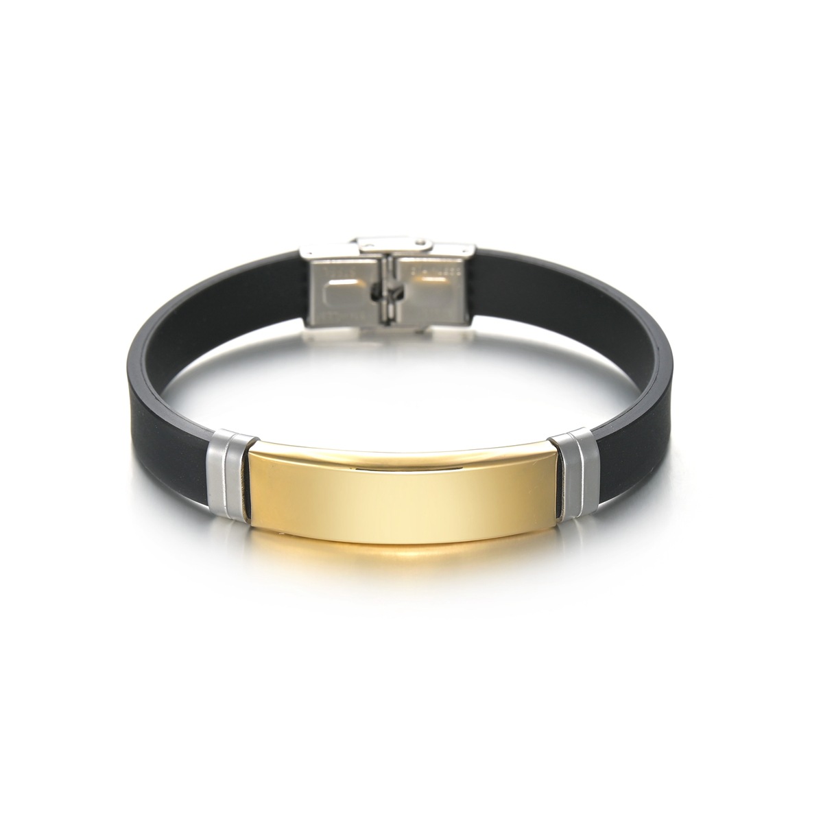 1 Piece Quantity Daily, Street Occasion Simple Style Classic Style Geometric Stainless Steel Silica Gel Plating Vacuum Plating Men's Wristband Men Cuff & Bangle