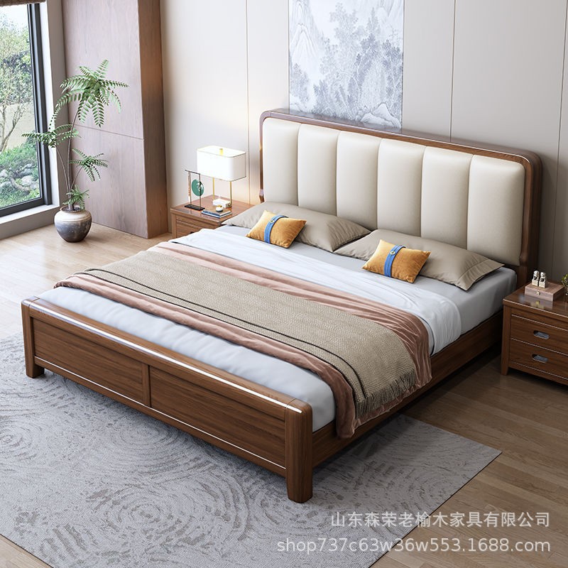 现代简约实木床1.5米单人床1.8米双人大床高箱床储物床出租屋床
