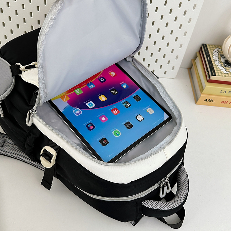 Trendy Color Block Backpack For Teens - Large Capacity School Bag With Breathable Cushion Straps & Stylish Prints_voghion.com