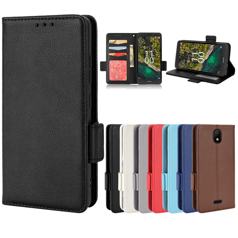 Suitable for Nokia C100 mobile phone case c100 mobile phone leather case card wallet side buckle litchi pattern leather case