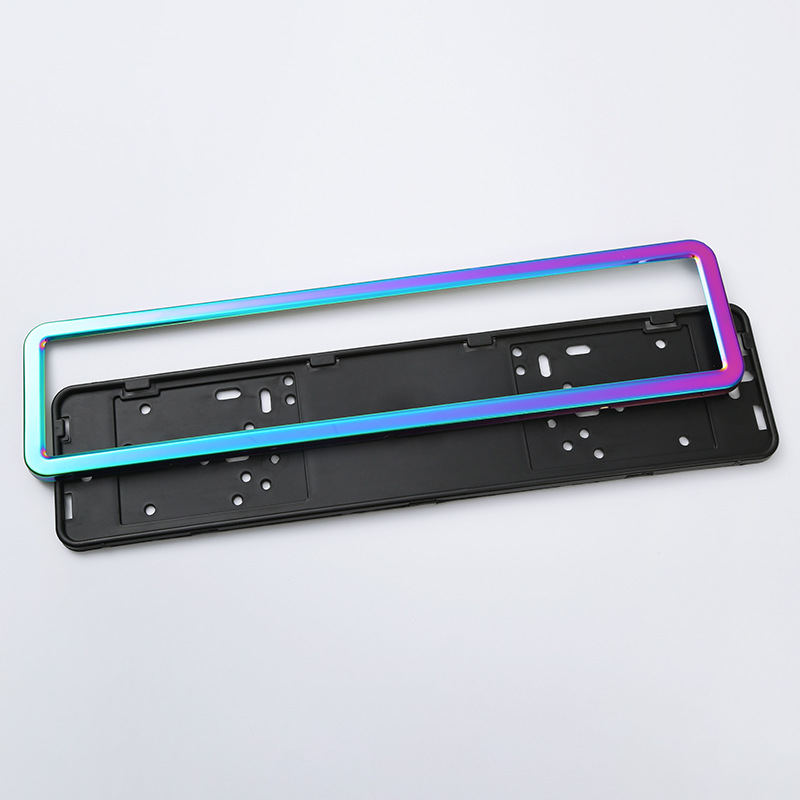 International Trade Stainless Steel License Plate Frame with European Standard Gradient Color License Plate Holder, Wholesale Multiple Specifications European Style Car License Plate Frame