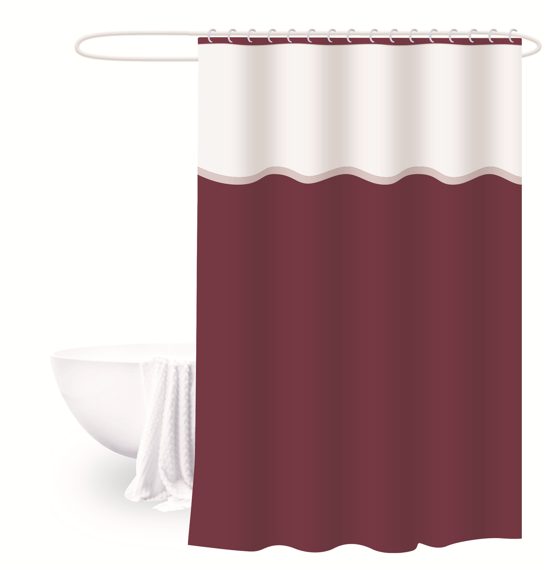 Cortina de ducha 180*180 color sólido engrosada cortina de ducha de tres piezas cortina de baño peva baño semitransparente cortina de ducha de baño impermeable