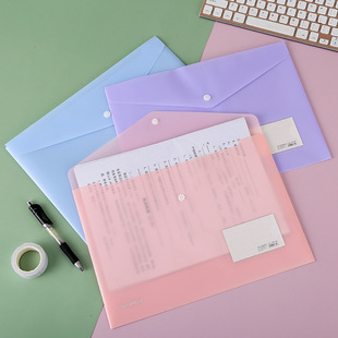 New student test paper storage Morandi color snap file bag large capacity Office information bag file bag wholesale
