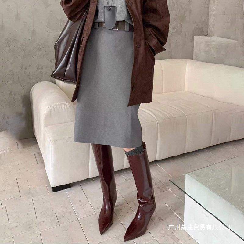 Summer New Style Martin Boots, Pointed Toe, Stiletto Heels, Knee-High Boots, High-Leg Pants Boots, Short Slim Boots