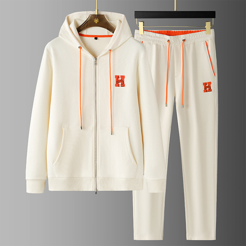 Light Luxury Modal Space Cotton Hooded Sweatshirt Cardigan Two-Piece Set Men's Classy Fashion H Embroidered Horse Sports Suit