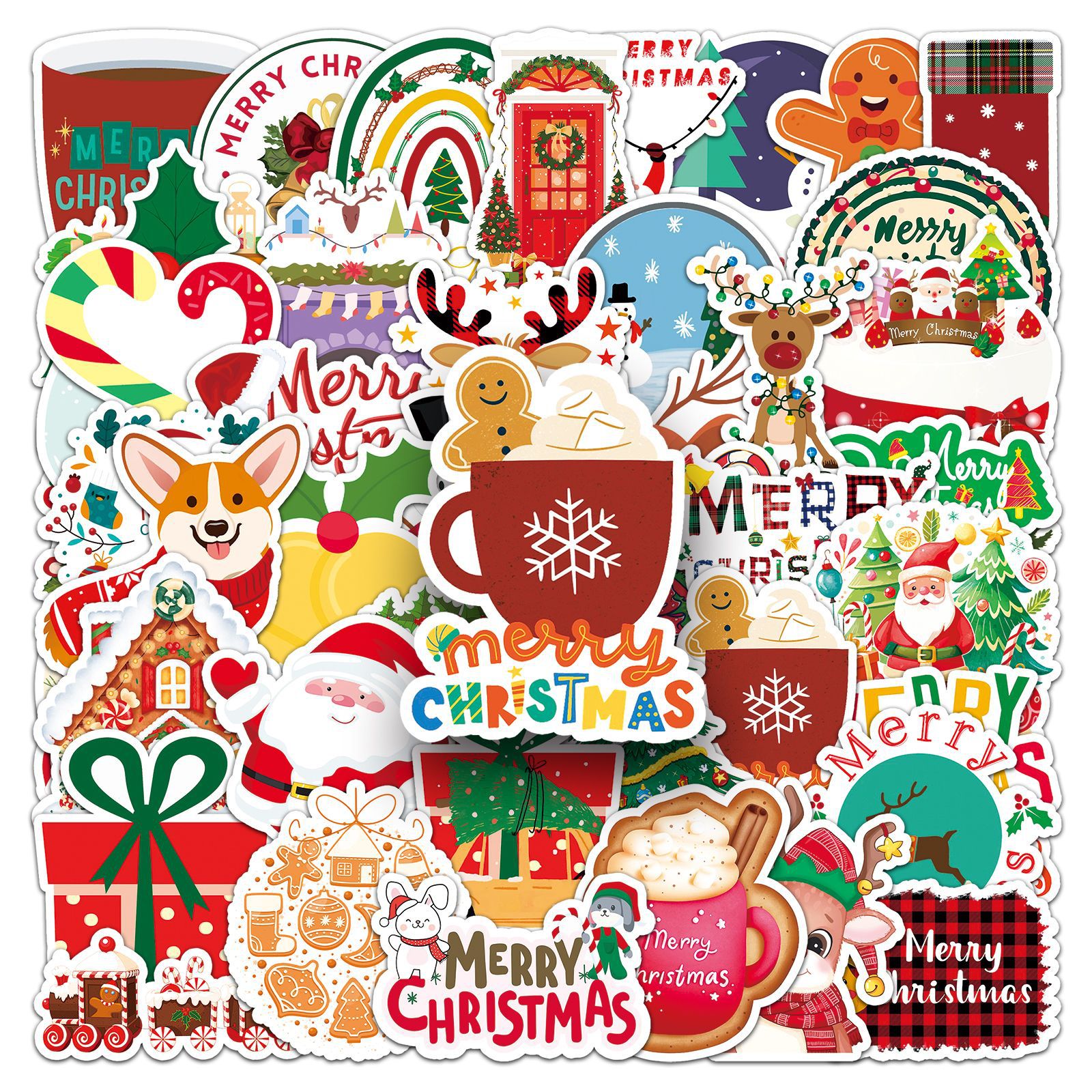 Christmas Tree, Christmas Socks, Elk Pattern 1 Set Christmas Tree Christmas Socks Elk Christmas Christmas PVC Self-adhesive Cute Stickers