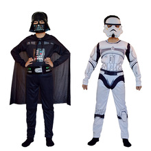萬聖節星球大戰服裝兒童cosplay黑白武士連體服黑白兵肌肉衣服