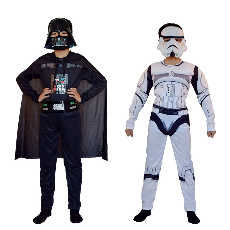 Halloween Star Wars clothing children cosplay black and white Warrior Jumpsuit black and white muscle clothes