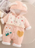 New baby winter hooded connective clothing happy rhythm Rabbit girl thick cotton hasty climbing 73-90 yards